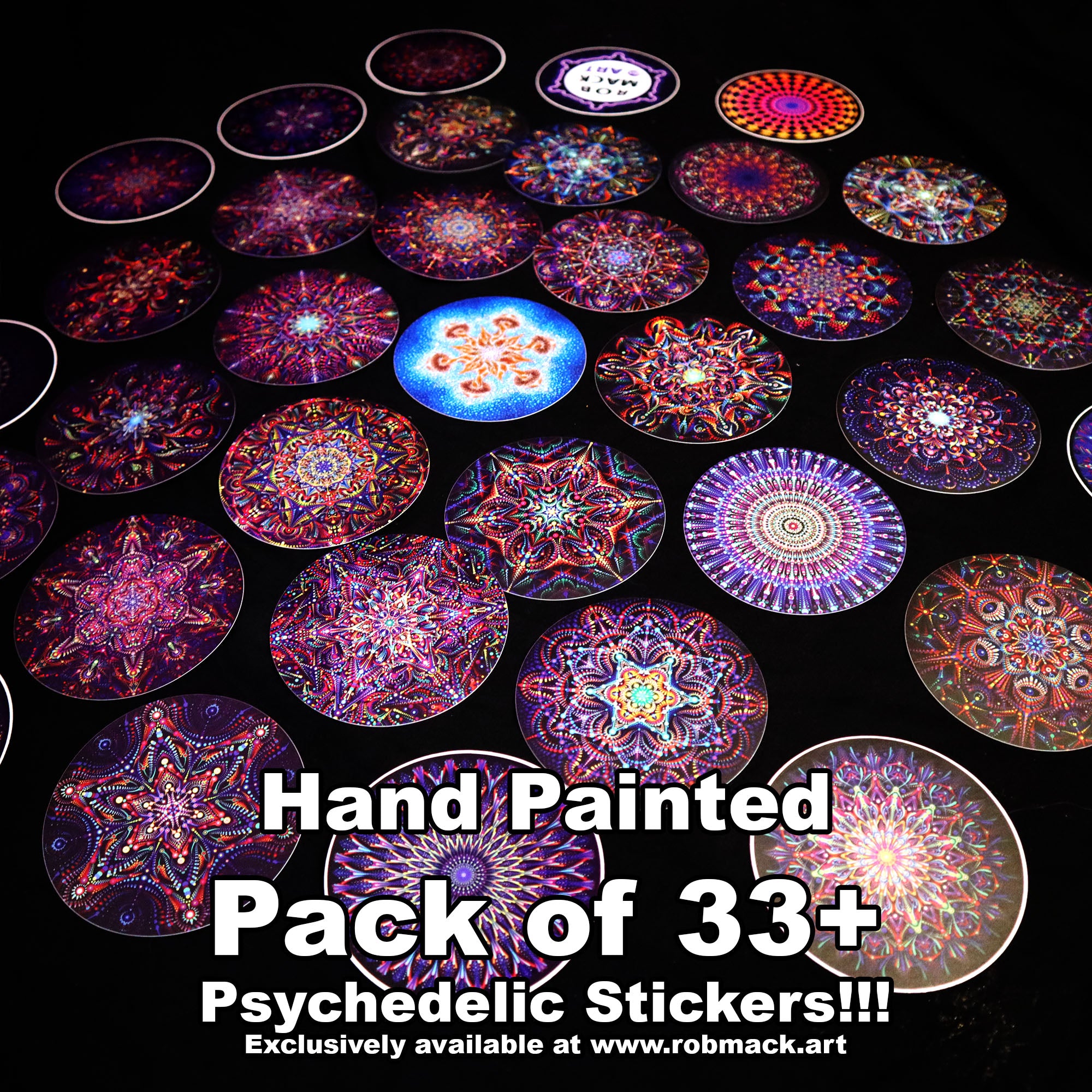 Hand Painted 33+ Psychedelic Sticker pack